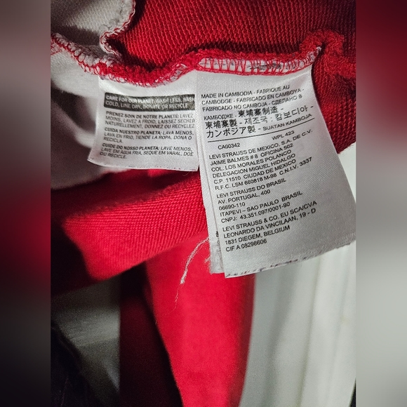 Levi's Cropped Blue, White & Red Hoodie Small - Picture 6 of 8
